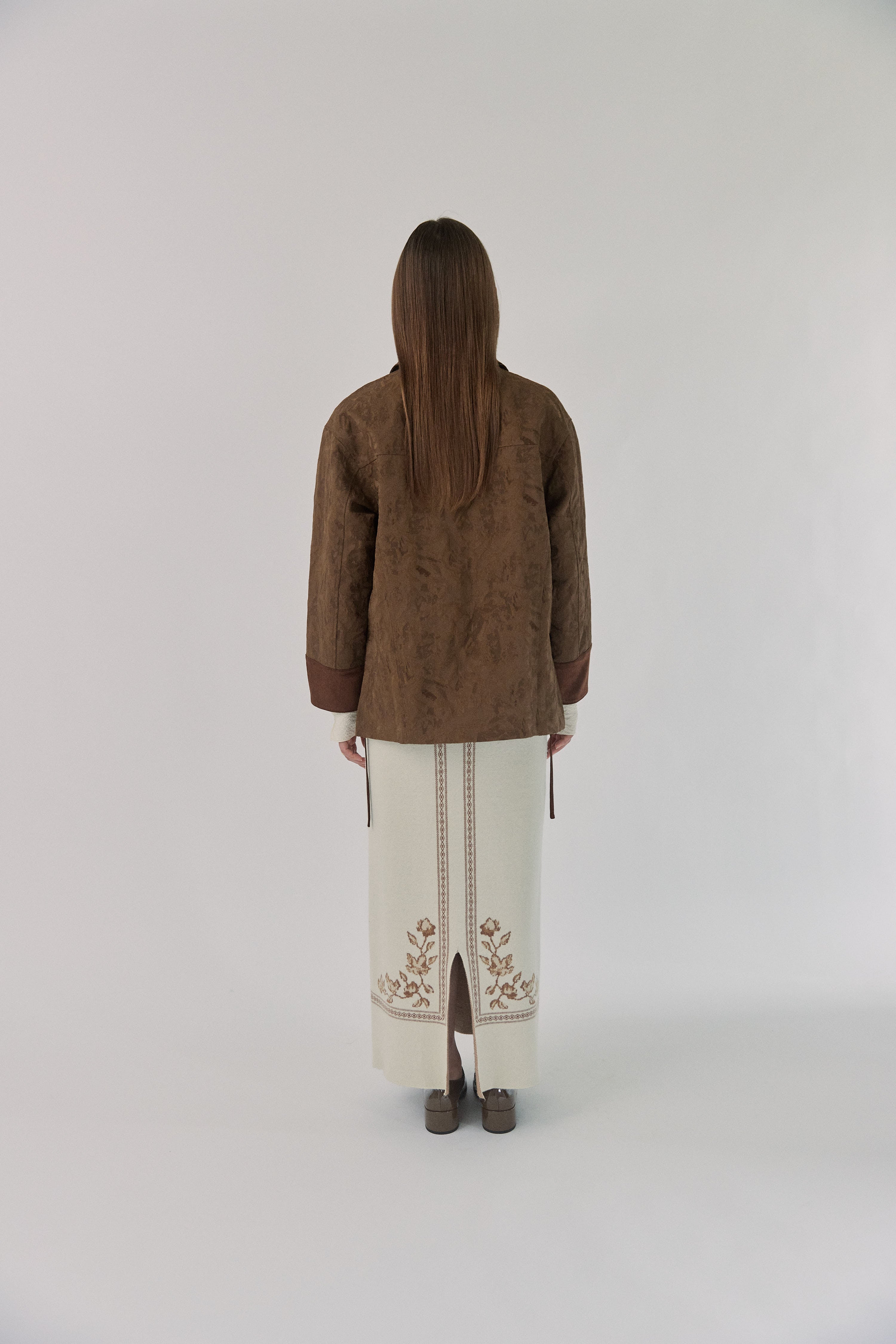 SCARF MOTIF KNIT SKIRT