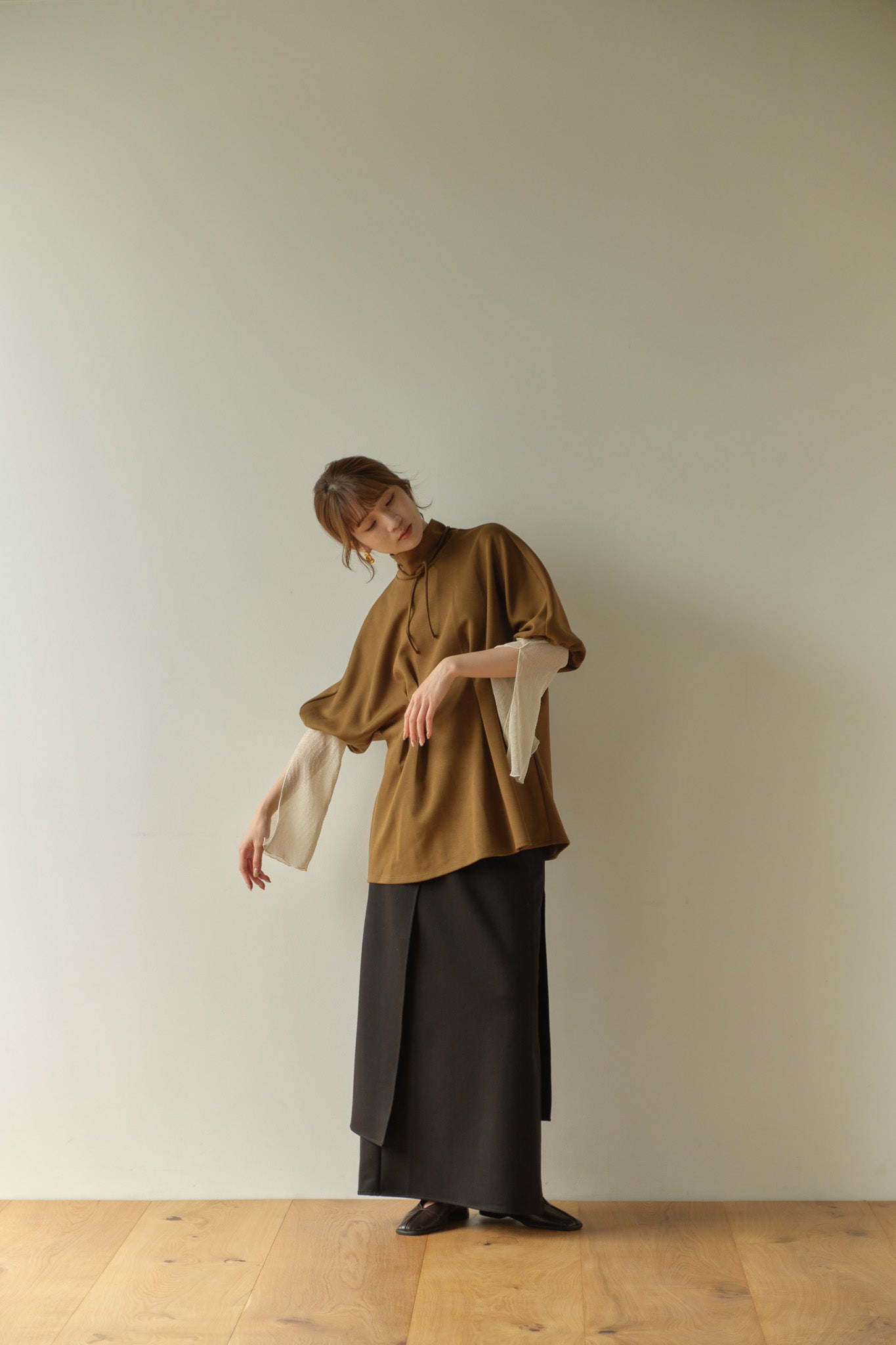 【eaphi】waist button wrap skirt brown 2