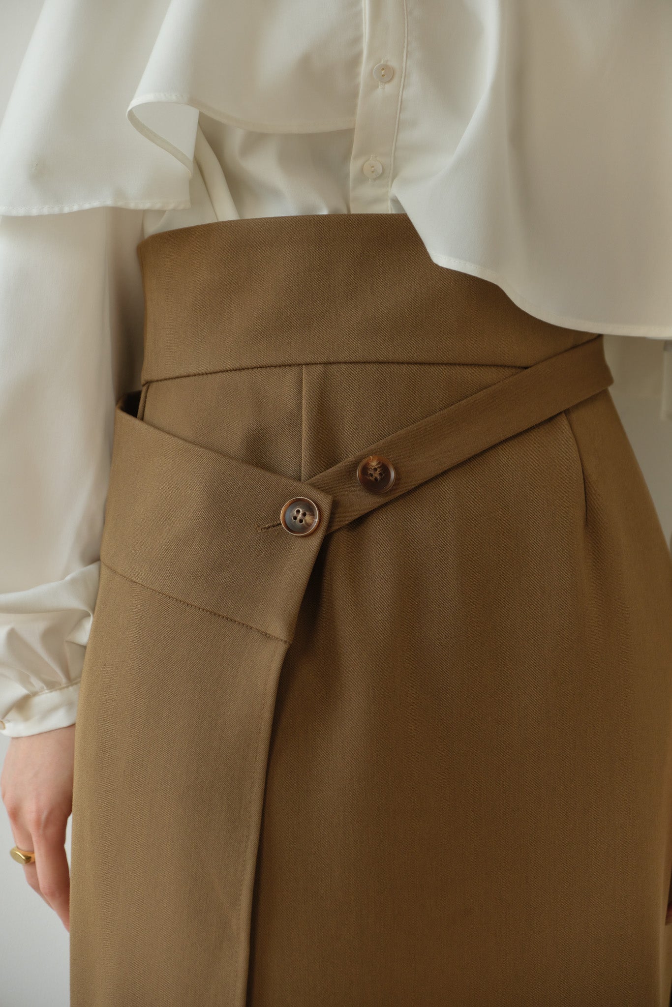 【eaphi】waist button wrap skirt brown 2