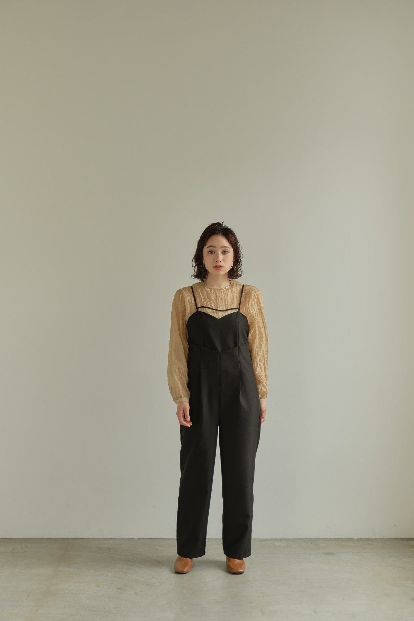 【Eaphi】sheer washer blouse & bustier