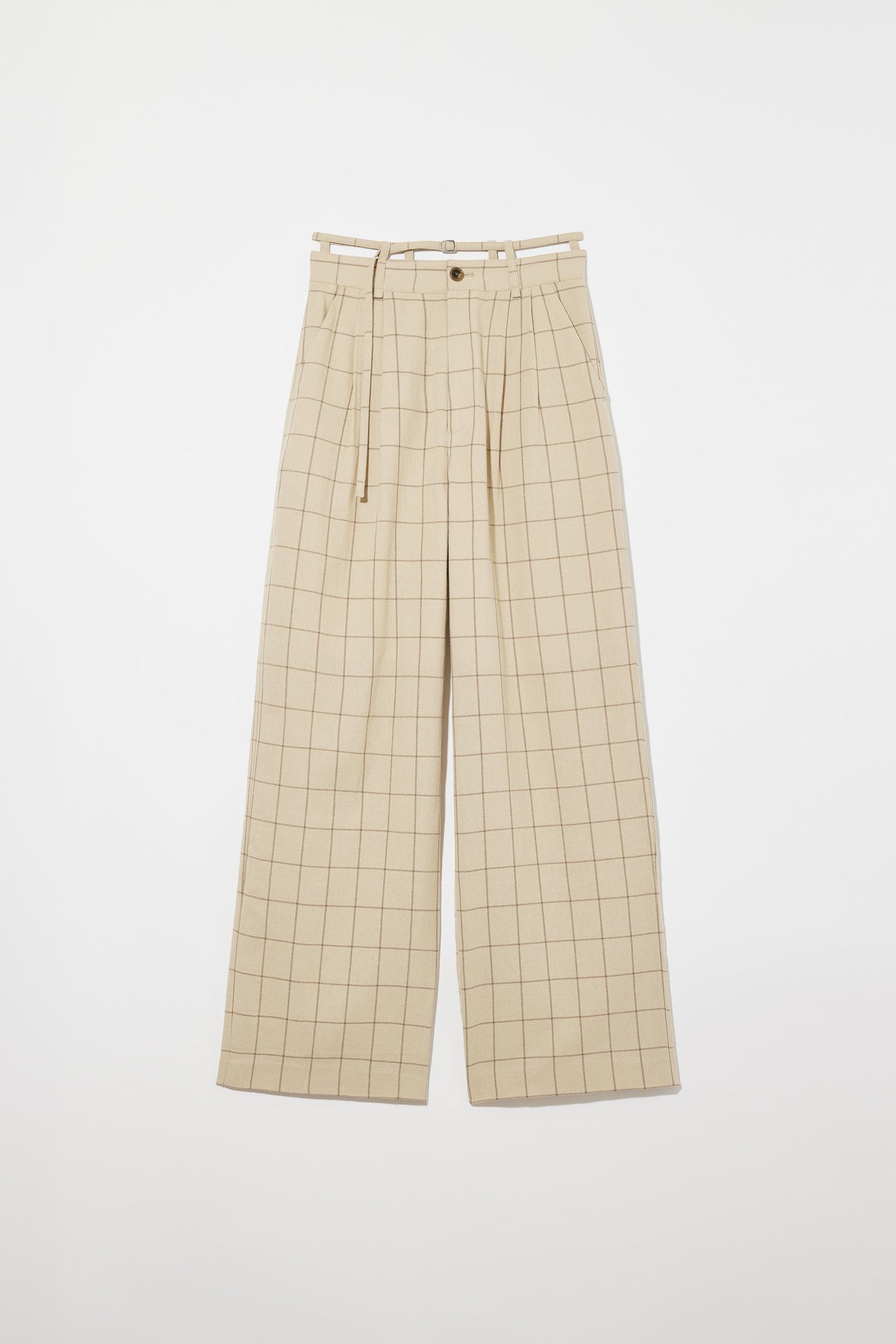 DOUBLE BELT CHECK PANTS 