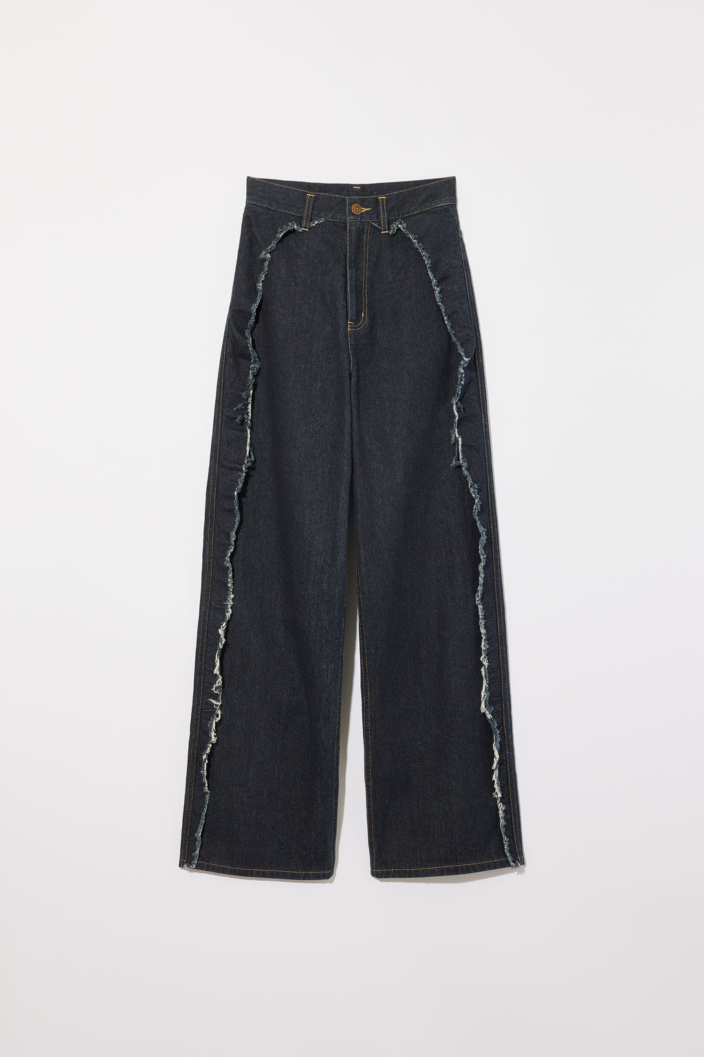 RUFFLE DETAIL DENIM PANTS 