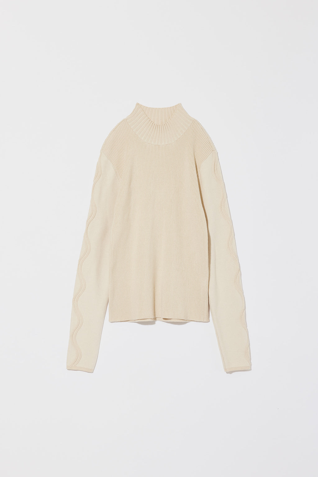 SLEEVE WAVE RIB KNIT TOPS