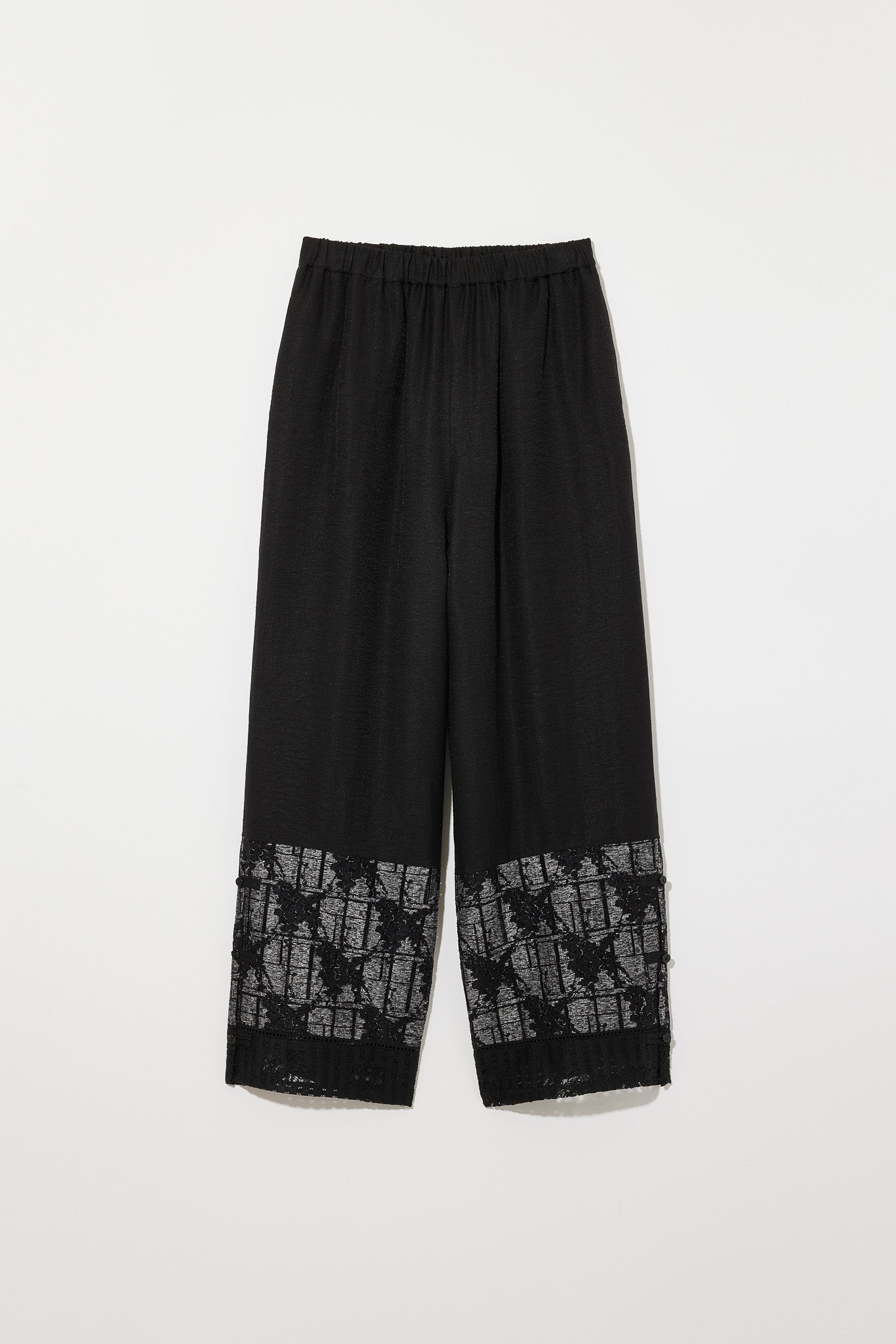 SWITCHING LACE HEM BUTTON PANTS