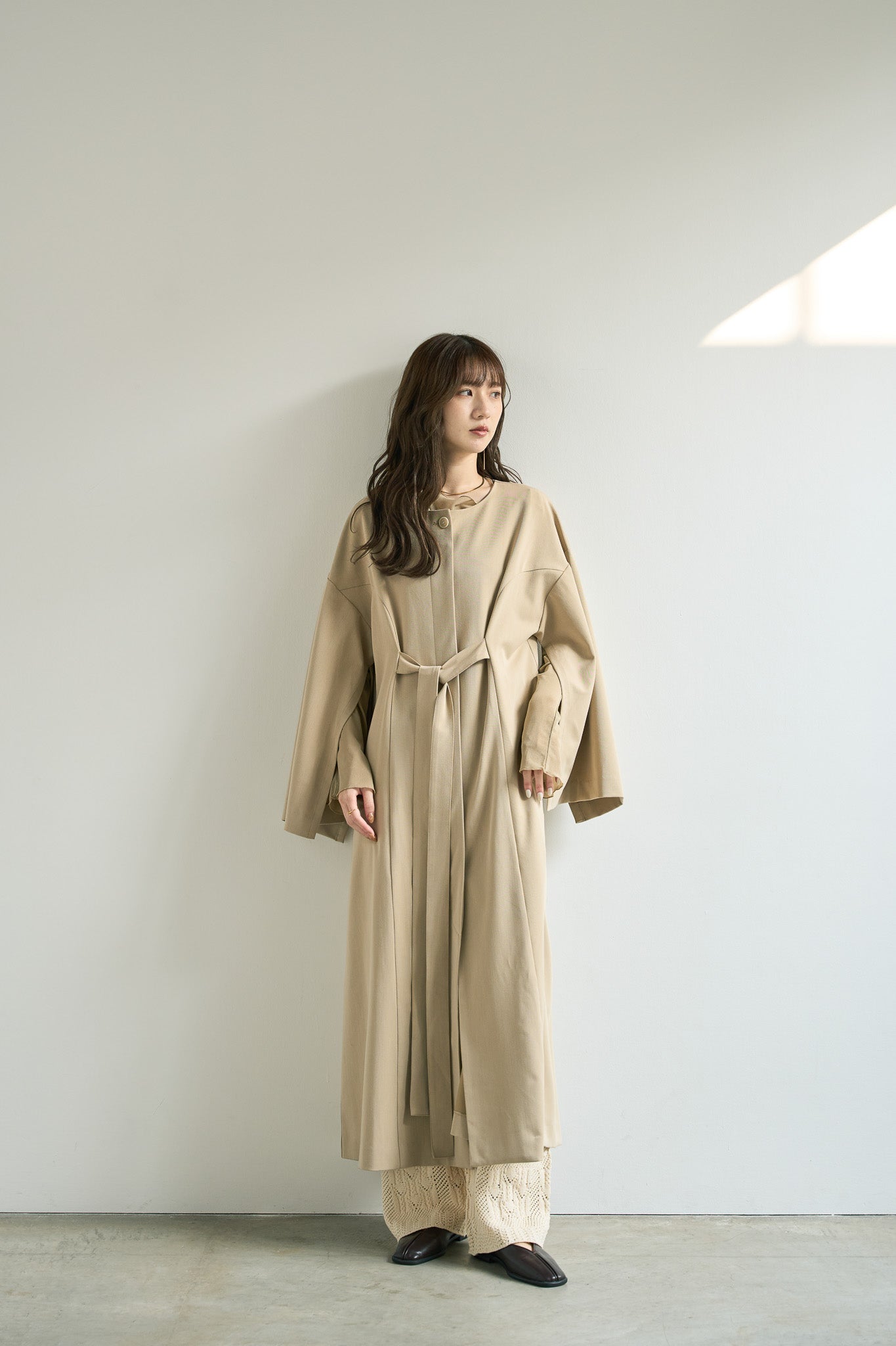 Eaphi slit sleeve coat one-piece - ワンピース