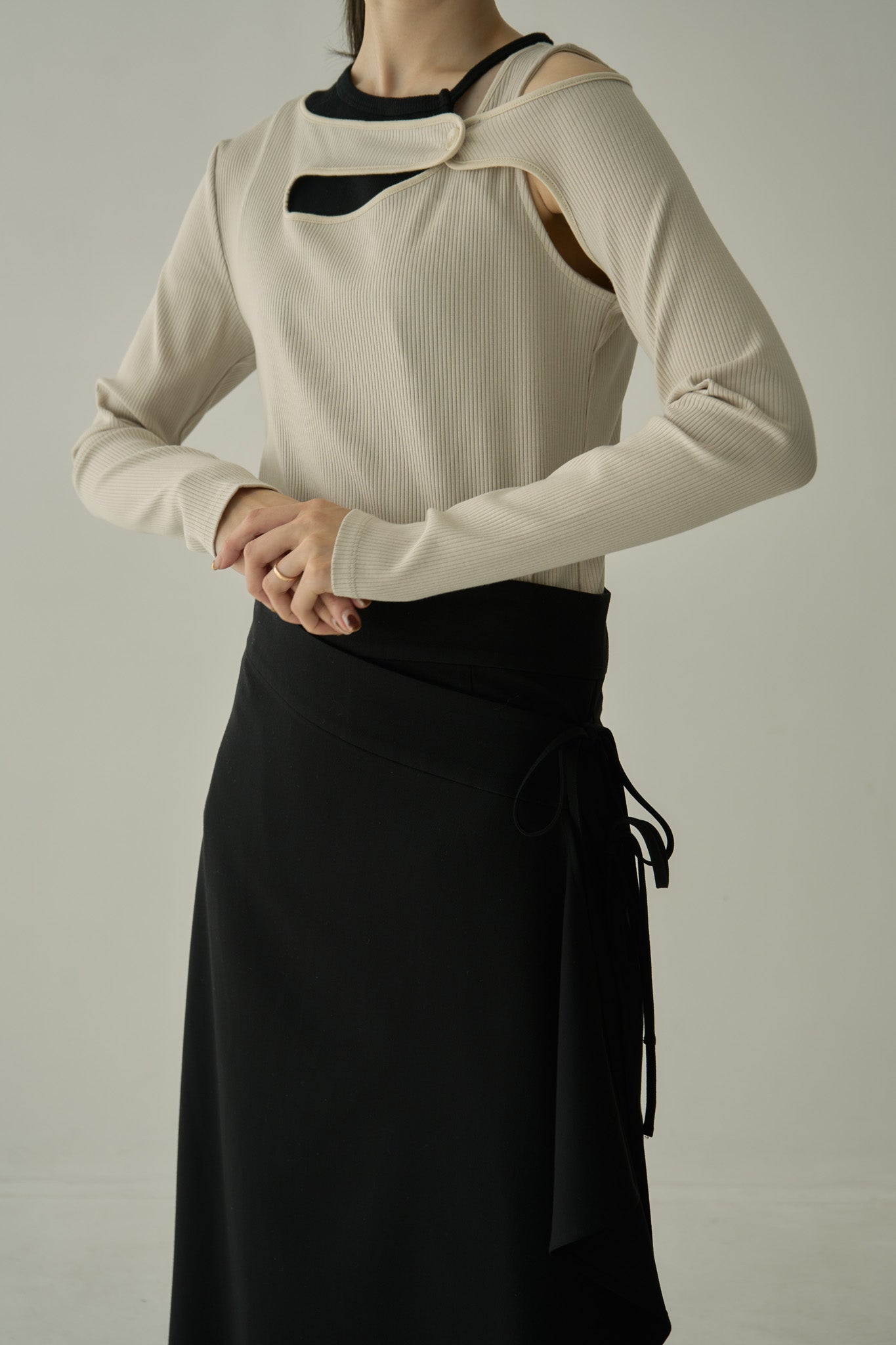 asymmetry drape skirt