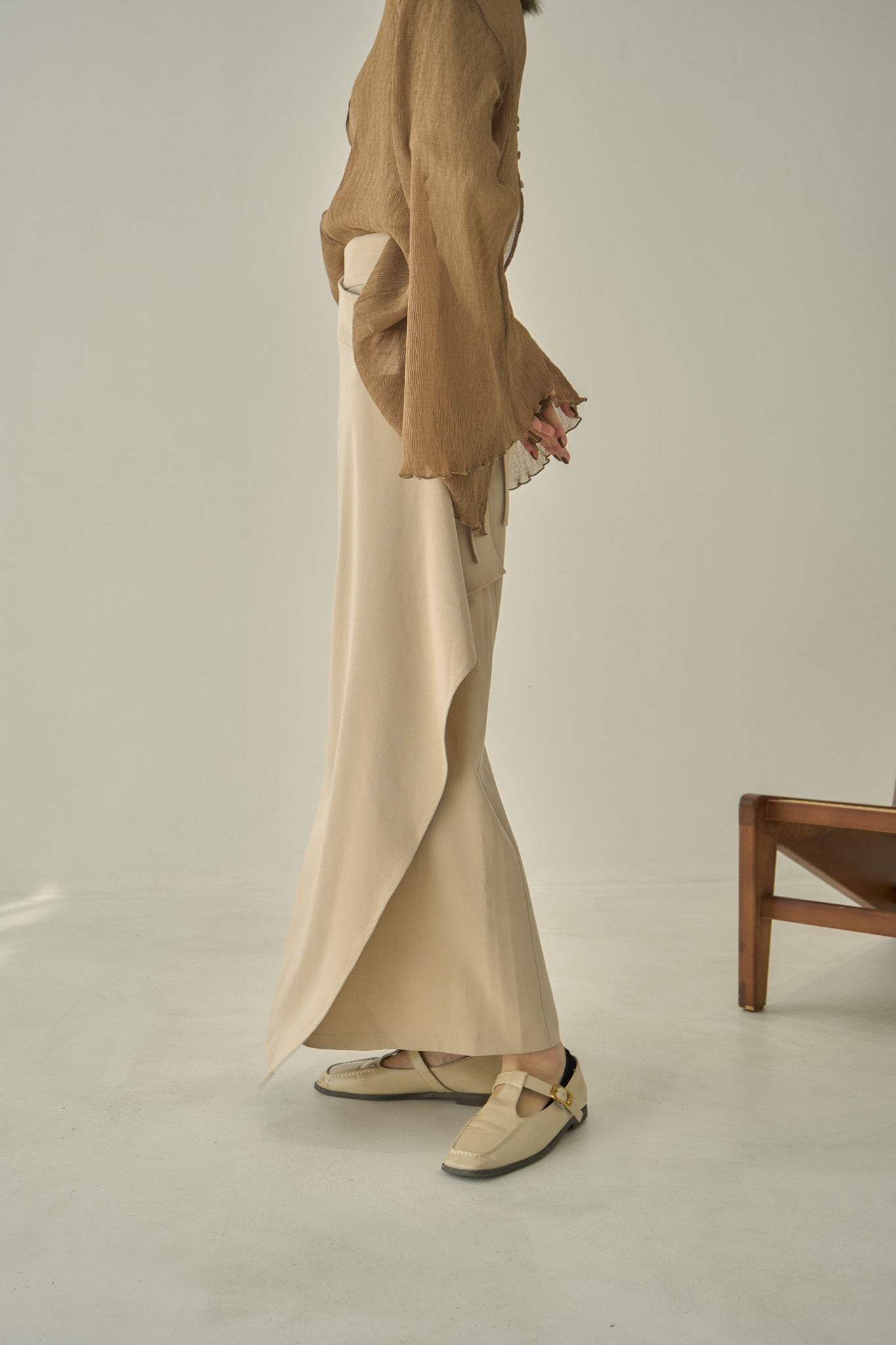 asymmetry drape skirt