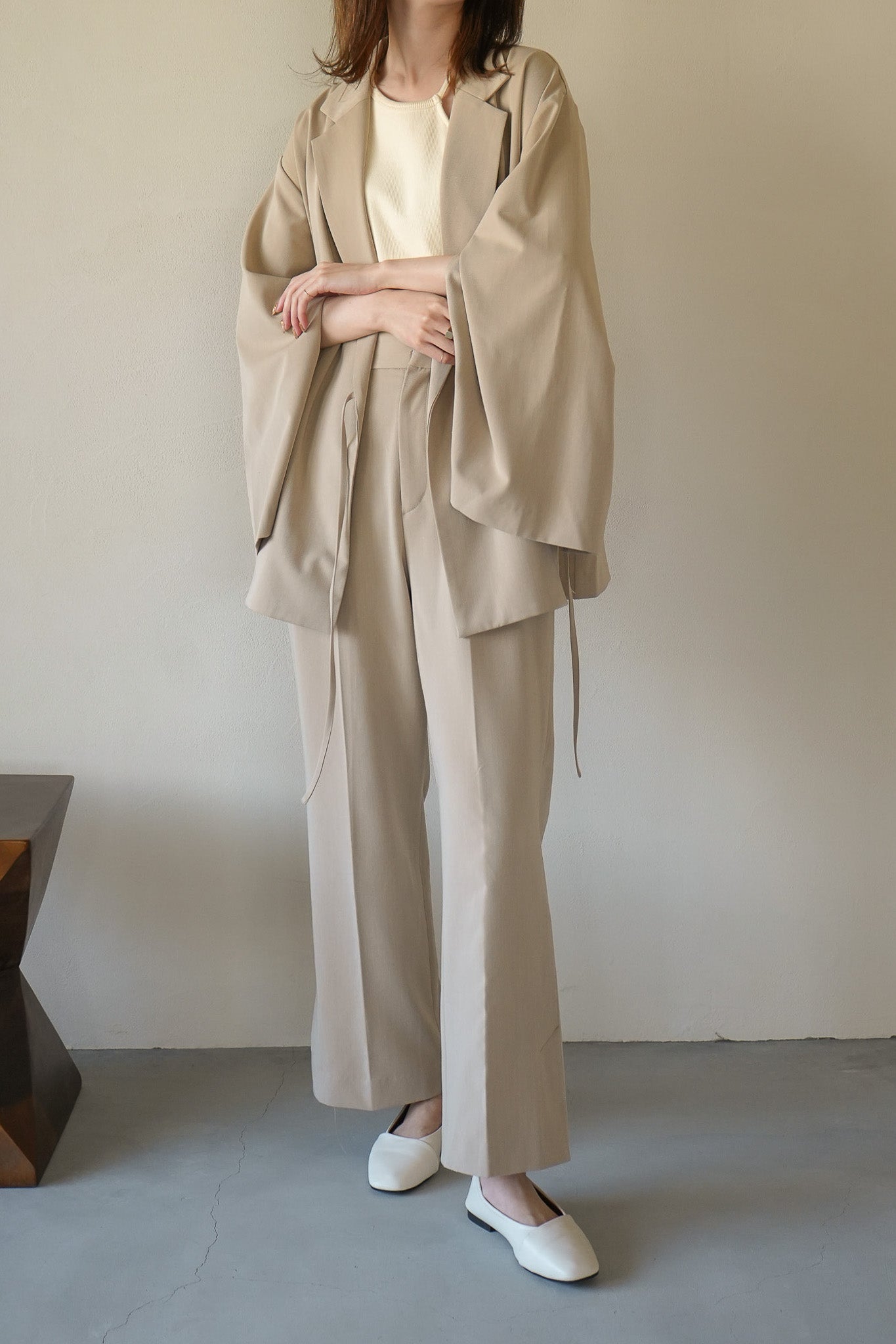 waist rope slit jacket ivory